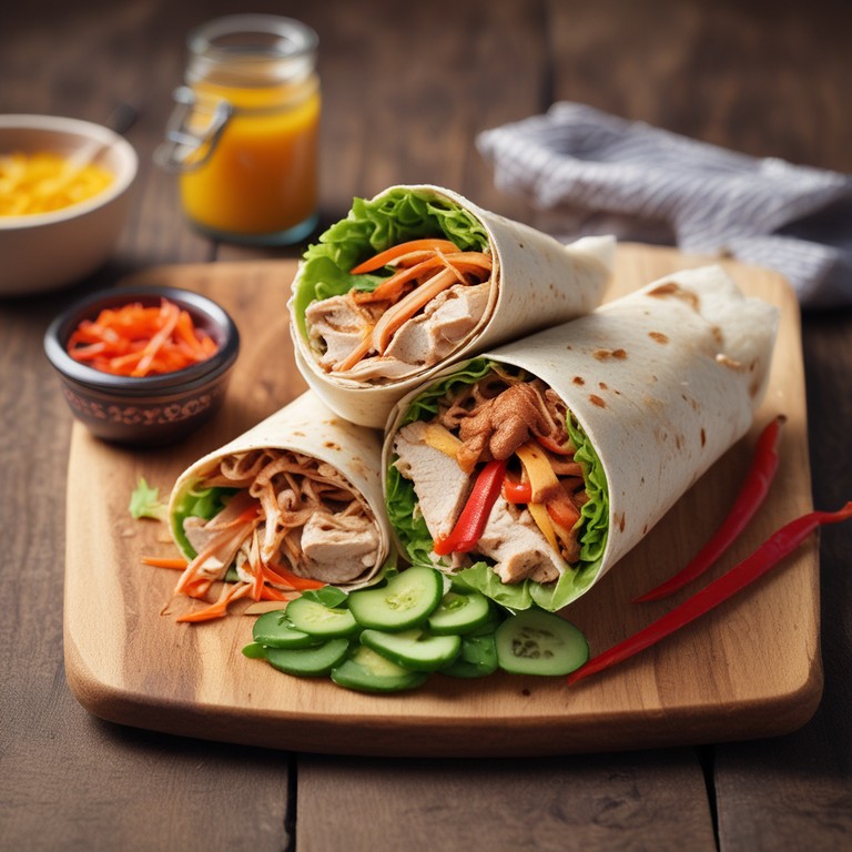 Lunch box diététique : wraps au poulet grillé aux légumes croquants